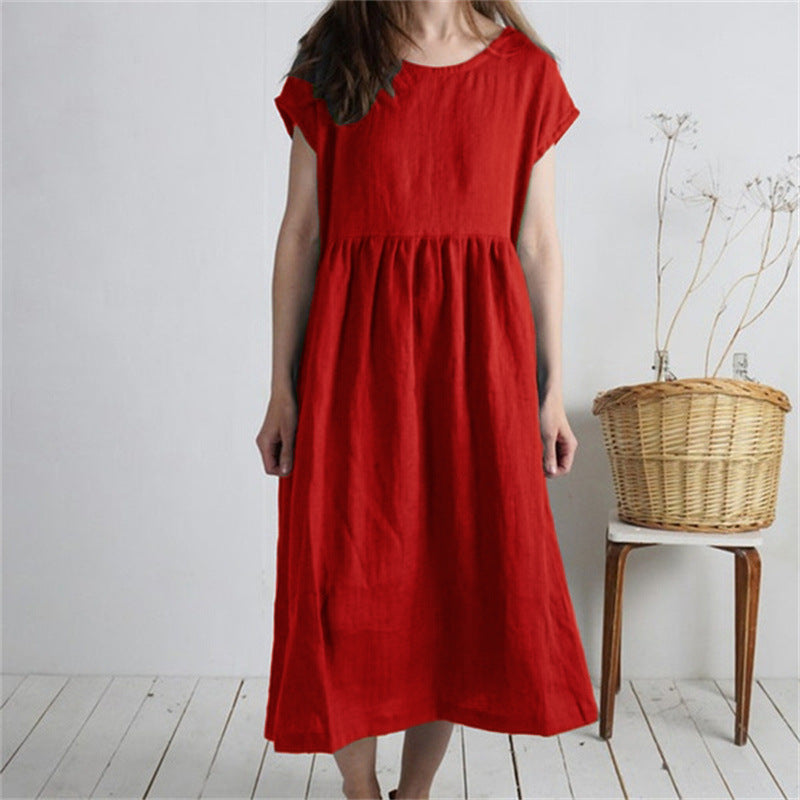 Damen Langmaxikleid aus atmungsaktivem Leinenstoff mit lockerer Passform R&B