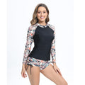 Damen Surfanzug-Set mit langärmligem Oberteil und modischem Blumenmuster R&B