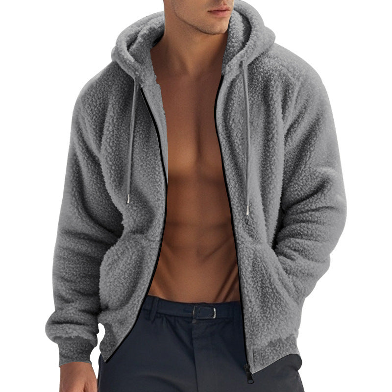 Herren Kuschelige Trainingsjacke mit Kapuze und weichem Fleece-Futter R&B
