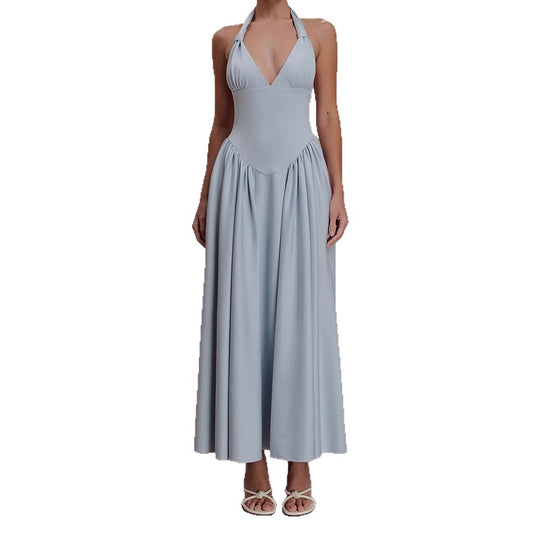 Damen Halter-Ausschnitt Maxikleid mit figurbetonter Silhouette R&B