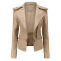 Damen stylische Bikerjacke mit asymmetrischem Reißverschluss und eingenähten Taschen