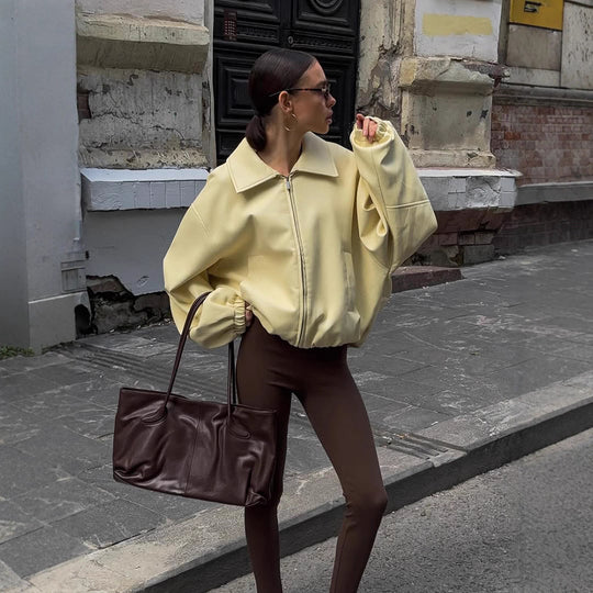 Damen Oversized Sweatjacke mit modernem Stehkragen R&B