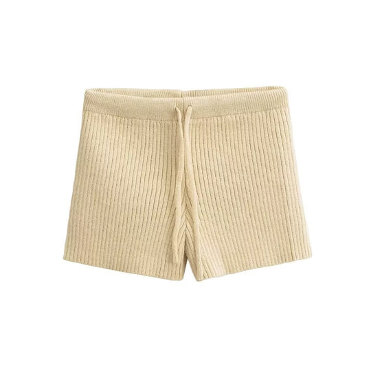 Damen Rippenstrick Shorts R&B