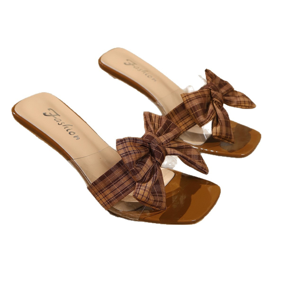 Damen Slingback Sandalen mit dekorativem Schleifen-Design und transparentem Absatz