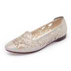 Damen Elegante Ballerinas mit modischem Lochmuster und funkelnden Strassdetails