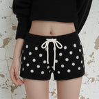 Damen Sportliche Kurze Hose mit gepunktetem Design und verstellbarem Bund R&B