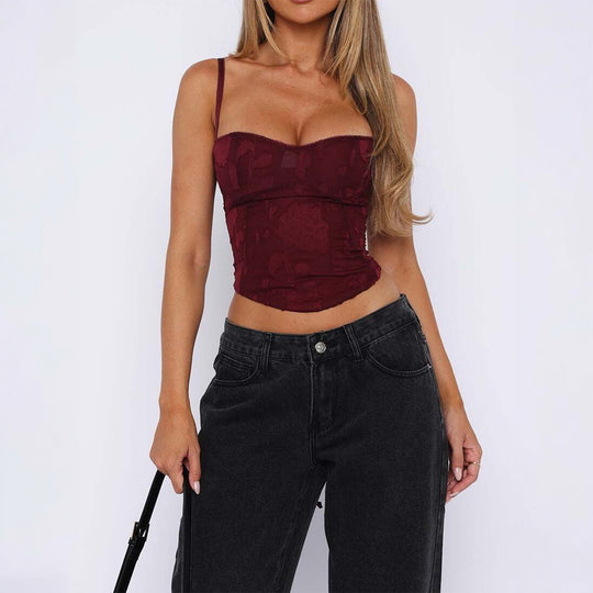 Damen Korsett-Top mit floralem Muster und figurbetontem Schnitt R&B