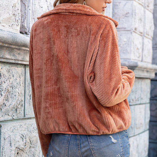 Damen Fleecejacke mit hohem Kragen und praktischen Taschen R&B