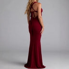 Damen Elegantes langen Kleid mit schulterfreien Trägern und leichtem Schimmer R&B