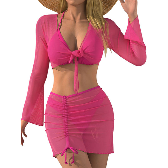 Damen Strand-Outfit mit transparenter Bluse R&B
