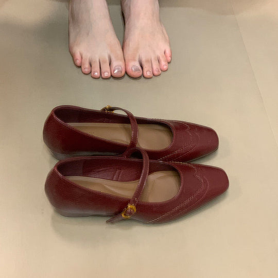 Damen elegante Ballerinas mit verstellbarem Riemen und feinen Ziernähten R&B
