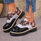 Damen Trendige Schnürschuhe mit floralem Muster und glänzenden Akzenten R&B