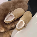 Damen bequeme Filzclogs mit weichem Kunstfellfutter und modischem Schnallenverschluss R&B
