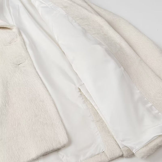 Damen eleganter Kunstfell-Blazer mit praktischen Taschen R&B