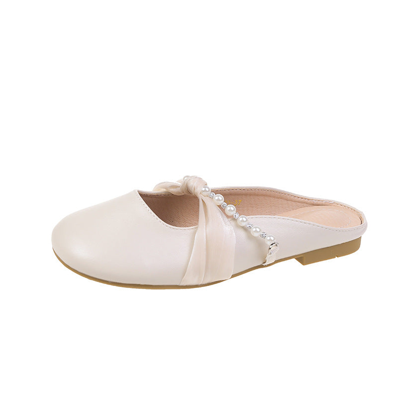 Damen Elegante Mules mit perlenverziertem Riemen R&B