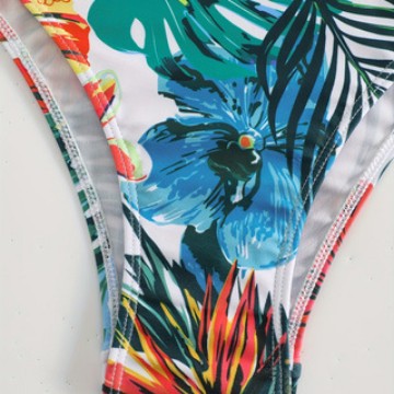Damen Bandeau-Bikini-Set mit tropischem Blumendesign R&B