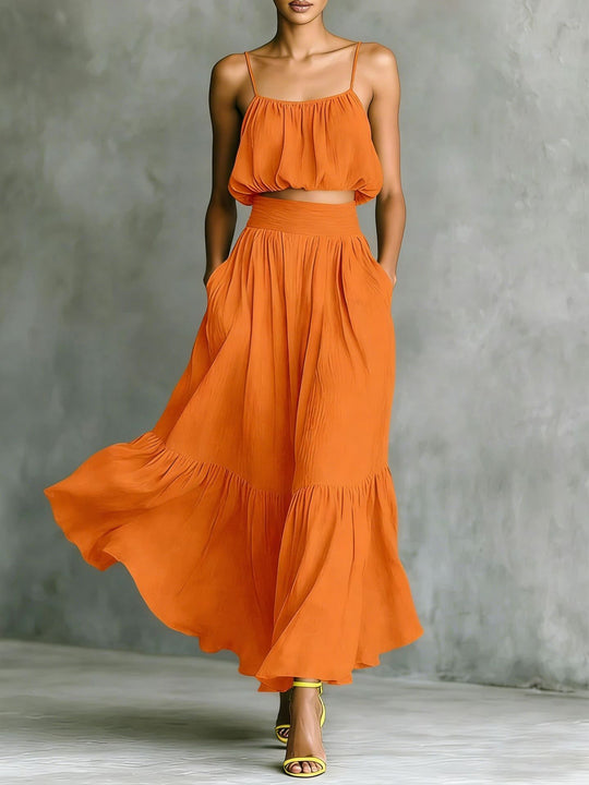 Damen Sommerliches Zweiteiler-Kleid mit fließendem Schnitt und praktischen Taschen R&B