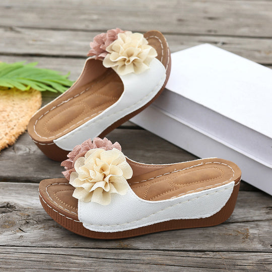 Damen Wedge-Sandalen mit floralen Applikationen R&B