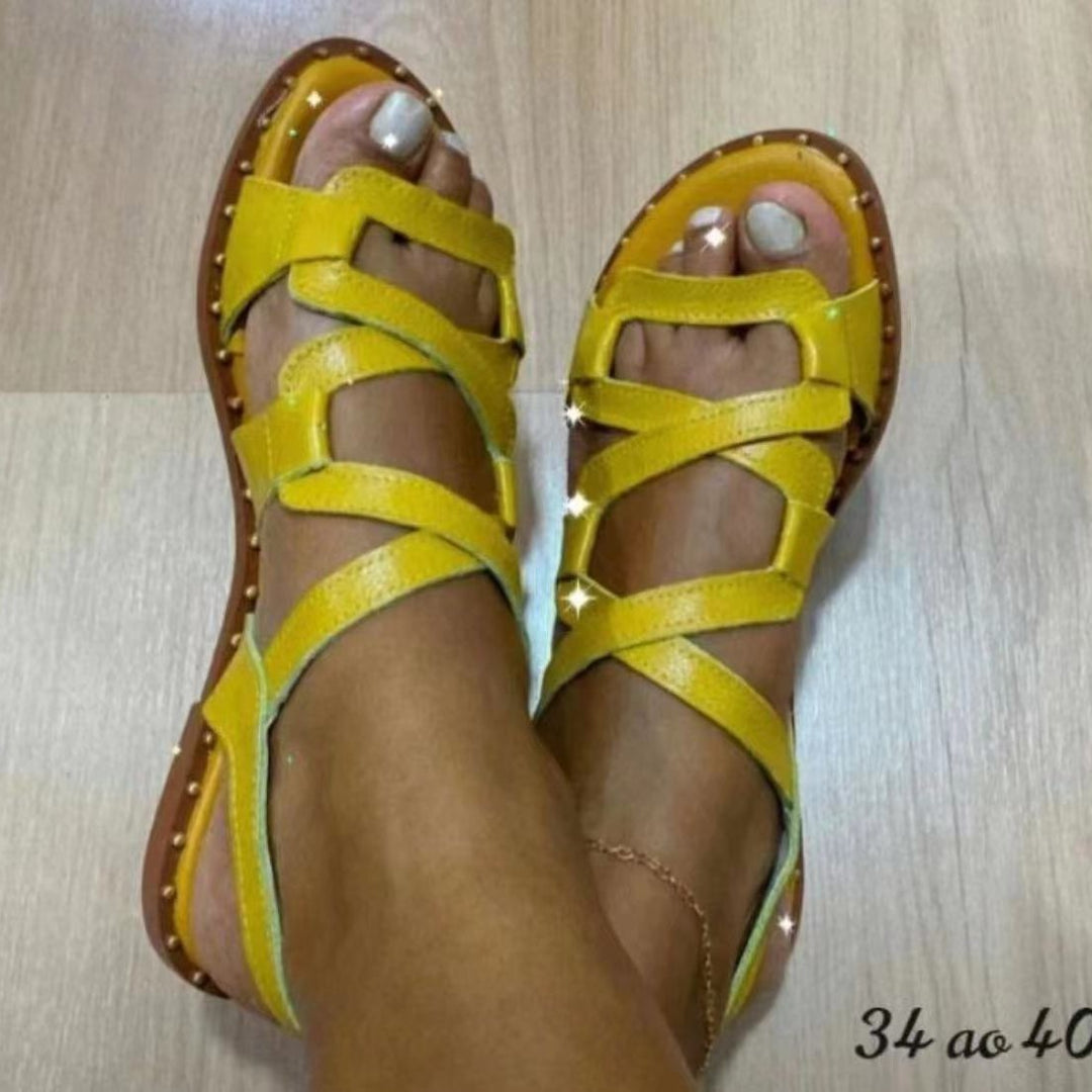 Damen farbenfrohe Sandalen mit flexiblen Riemen R&B