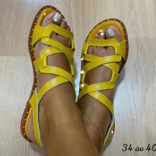 Damen farbenfrohe Sandalen mit flexiblen Riemen R&B