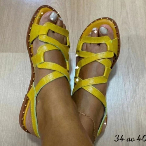 Damen farbenfrohe Sandalen mit flexiblen Riemen R&B