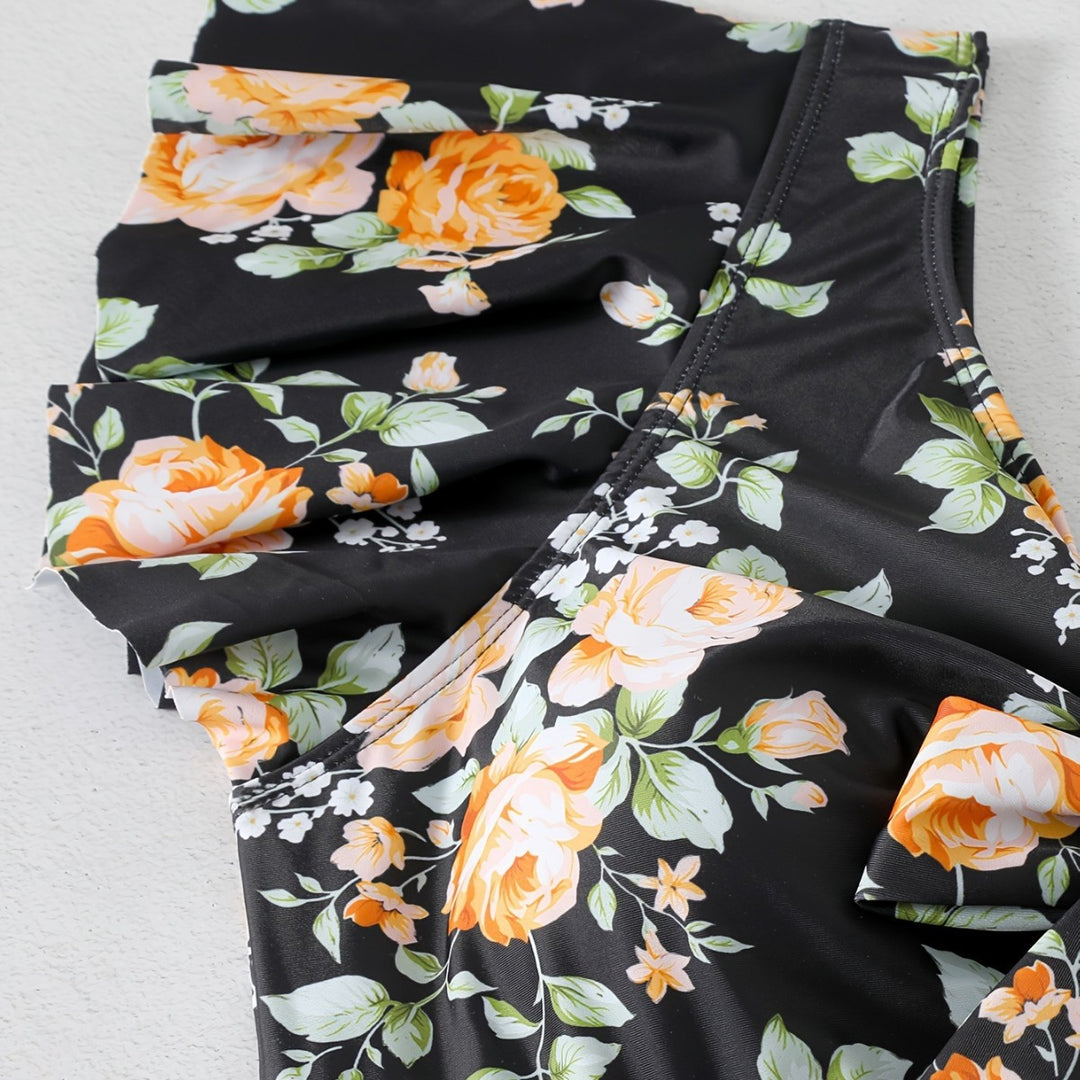 Damen Einteiler Badeanzug mit Rüschendetails und floralem Design R&B