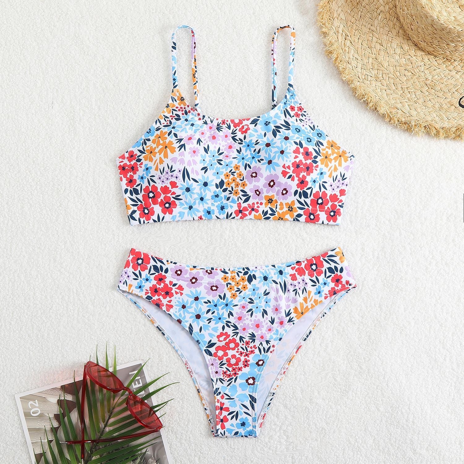 Damen Bikini-Set mit floralen Mustern und hoher Taille R&B