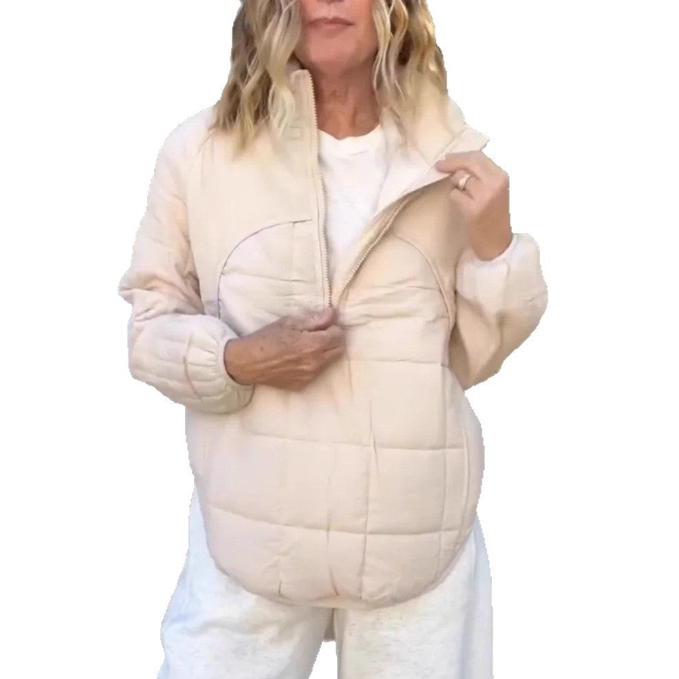 Steppjacke Damen mit hohem Kragen und Reißverschluss