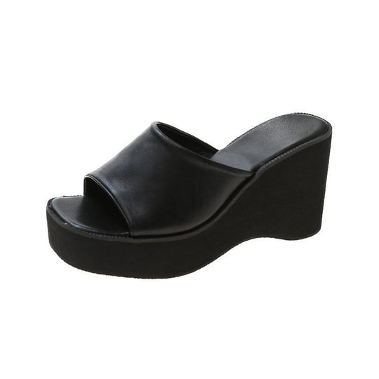 Damen Plateau-Pantoletten mit breitem Riemen und bequemer Sohle R&B
