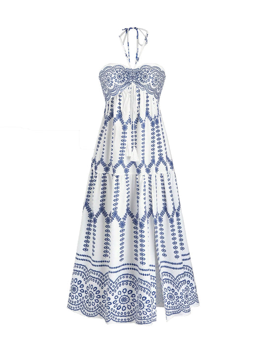 Damen Boho Maxikleid mit Trägern R&B