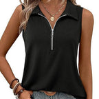 Damen ärmelloses Polo-Shirt mit Reißverschluss R&B