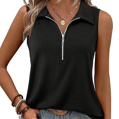 Damen ärmelloses Polo-Shirt mit Reißverschluss R&B
