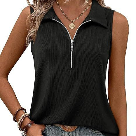 Damen ärmelloses Polo-Shirt mit Reißverschluss R&B