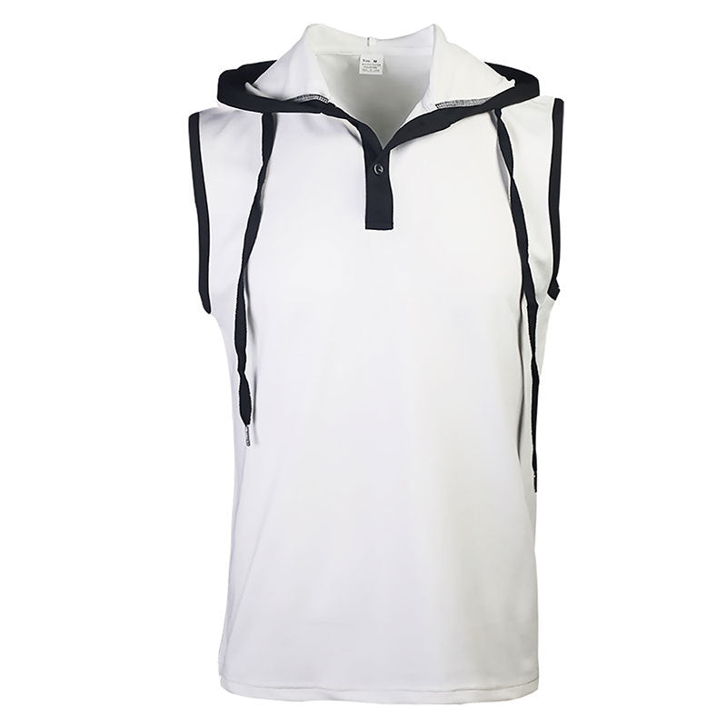 Herren ärmelloses Polo-Shirt mit stylishem Kapuzenkragen R&B