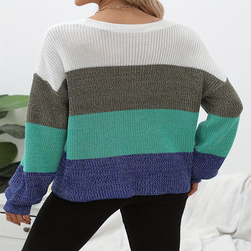 Damen Freizeitpullover mit angesagtem Blockstreifenmuster R&B