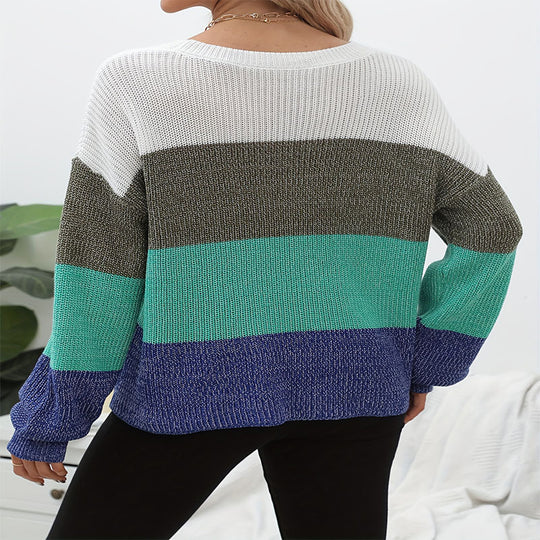 Damen Freizeitpullover mit angesagtem Blockstreifenmuster R&B