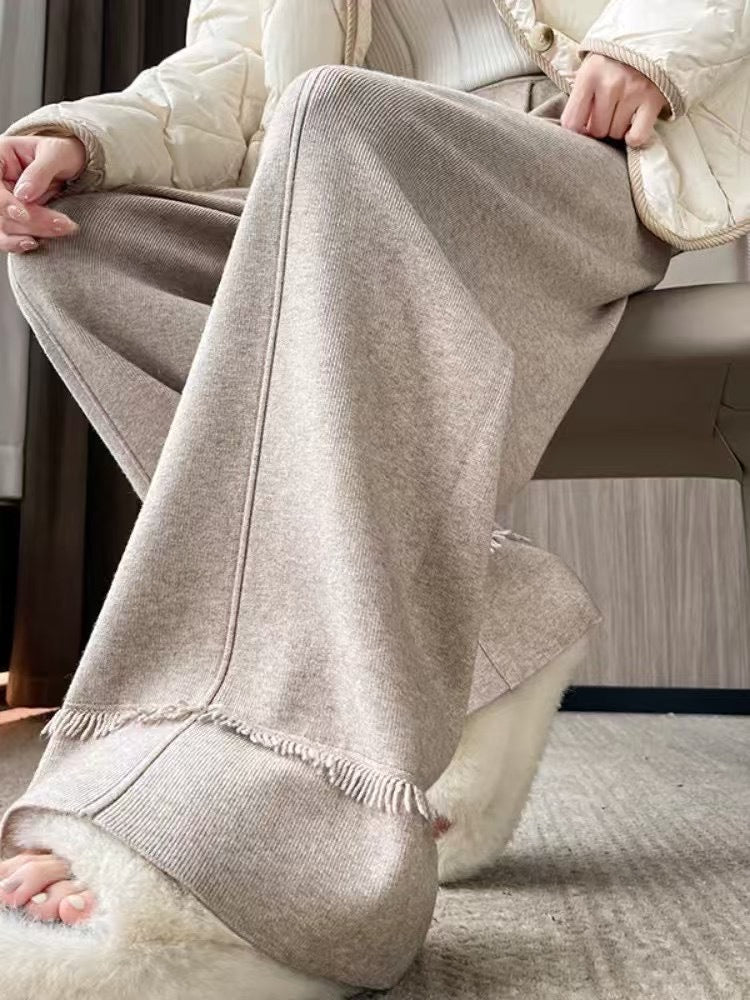 Damen Elegante, weit geschnittene Hose mit Fransen R&B