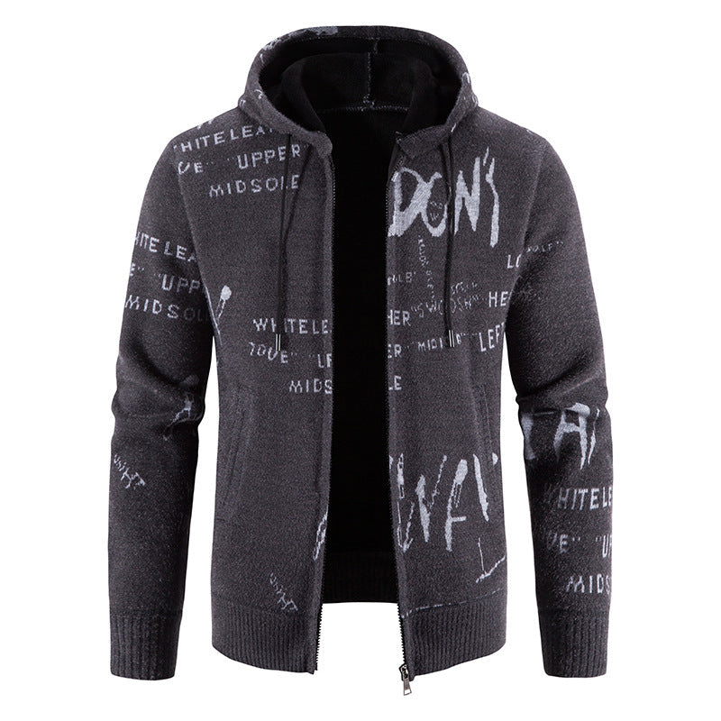 Herren Kapuzenjacke mit grafischem Print und hochelastischen Eigenschaften