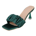 Damen Elegante Slingback Sandalen mit gerafftem Satin-Obermaterial und transparenter Absatz