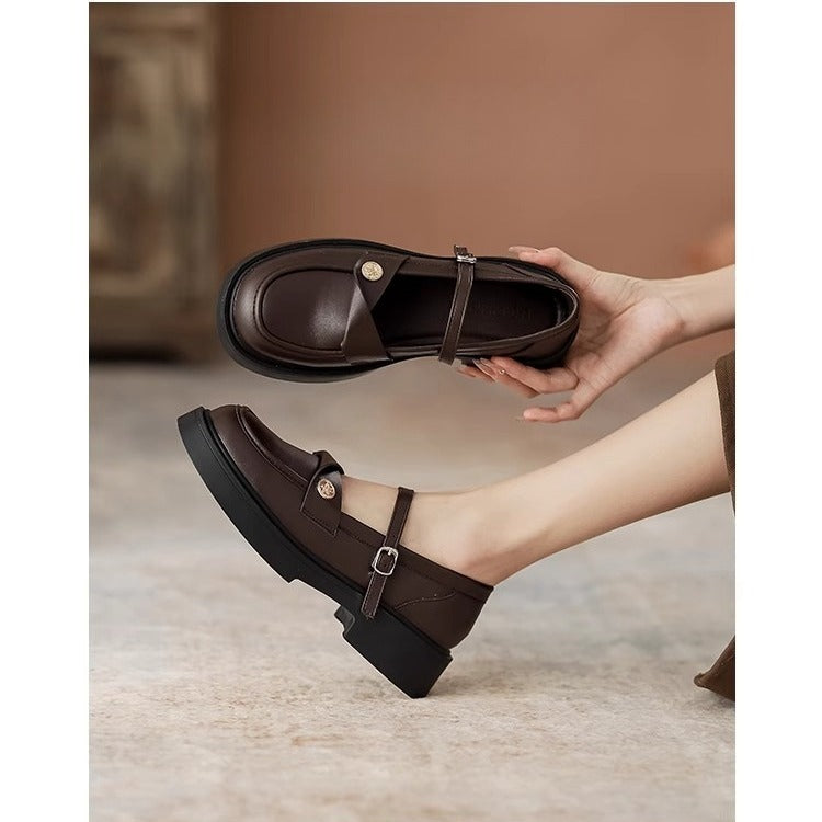 Damen elegante Mary Jane Loafers mit modischem Riemchen und komfortablem Fußbett R&B