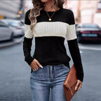 Damen Strukturierter Pullover mit modischem Streifenmuster R&B