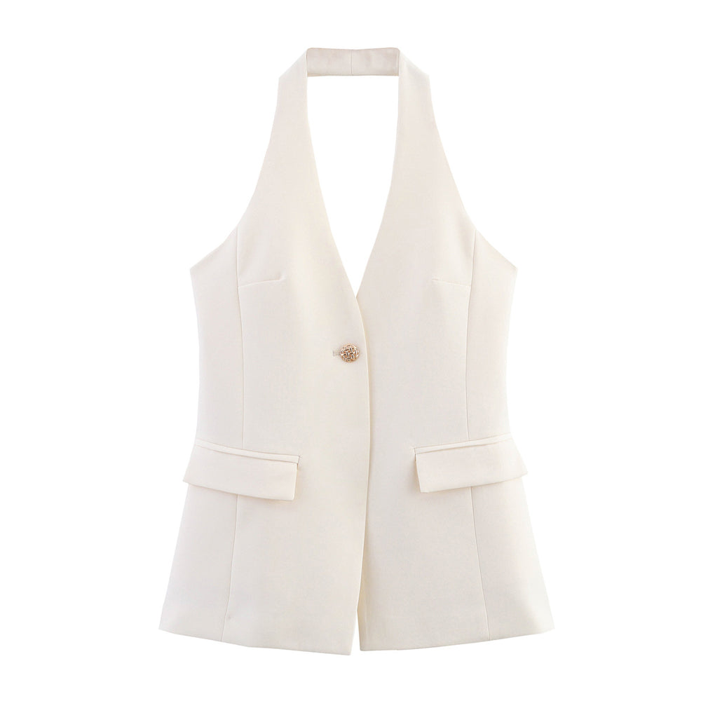 Damen elegante Blazer-Weste ohne Ärmel R&B