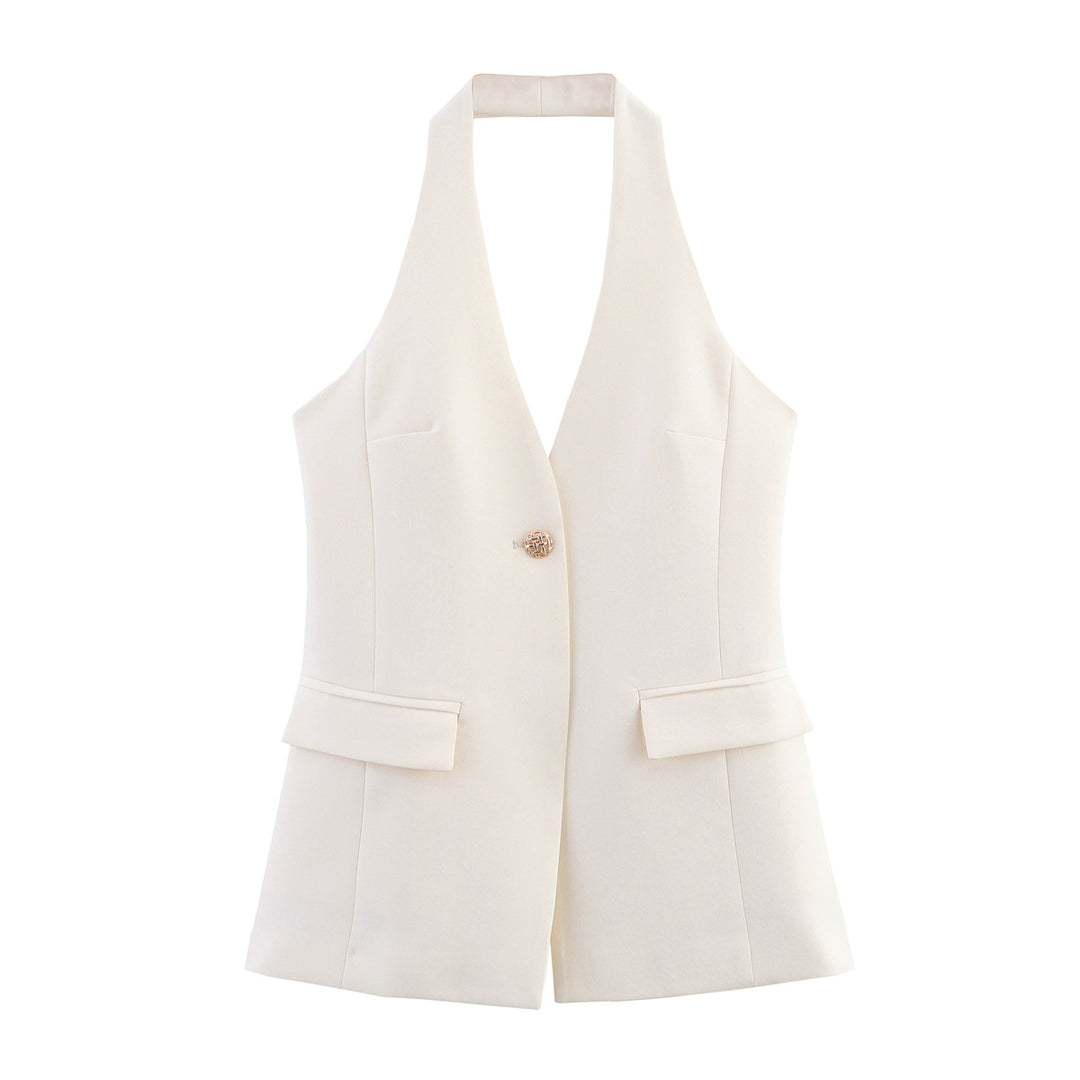 Damen elegante Blazer-Weste ohne Ärmel R&B