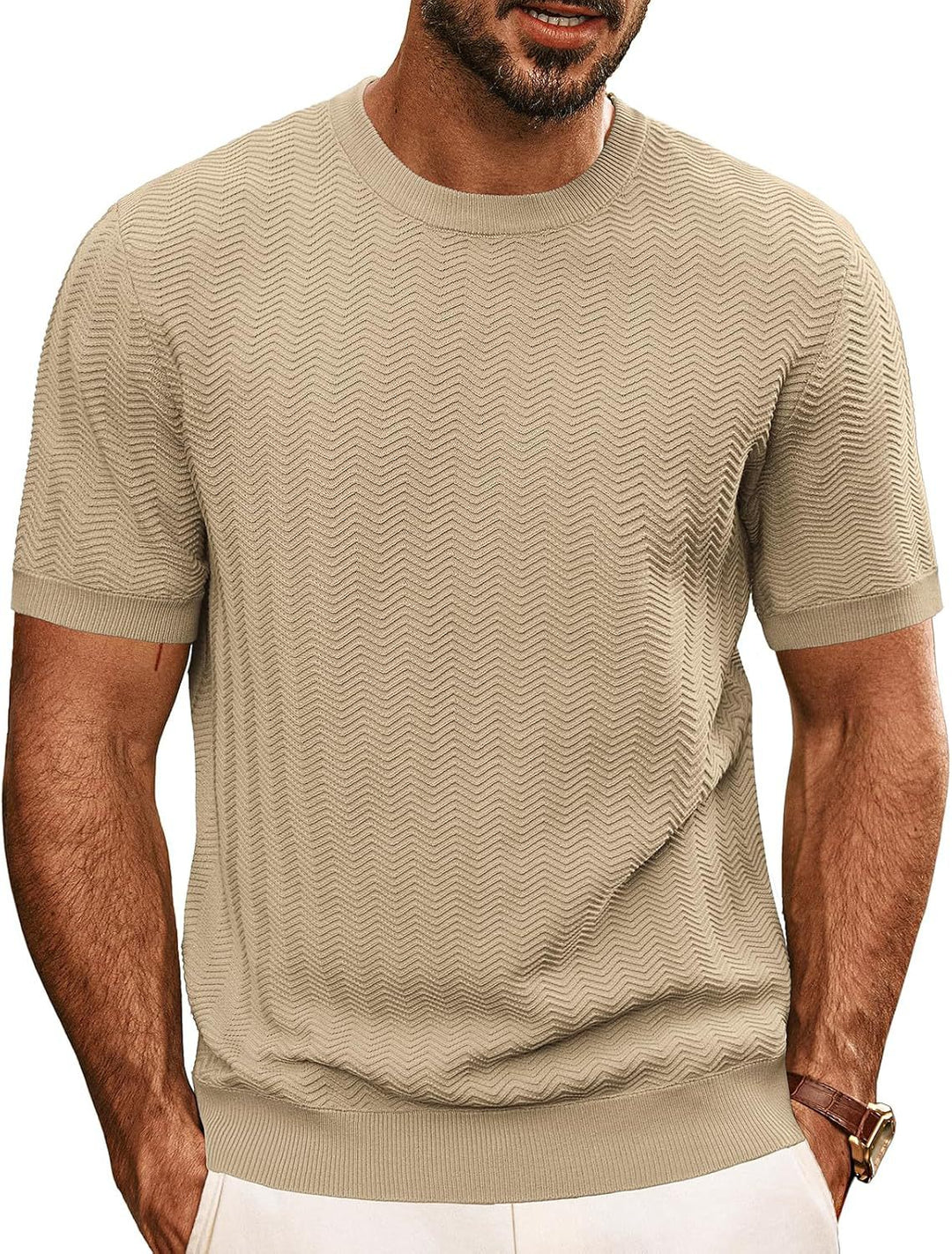 Herren strukturiertes Rundhals T-Shirt R&B