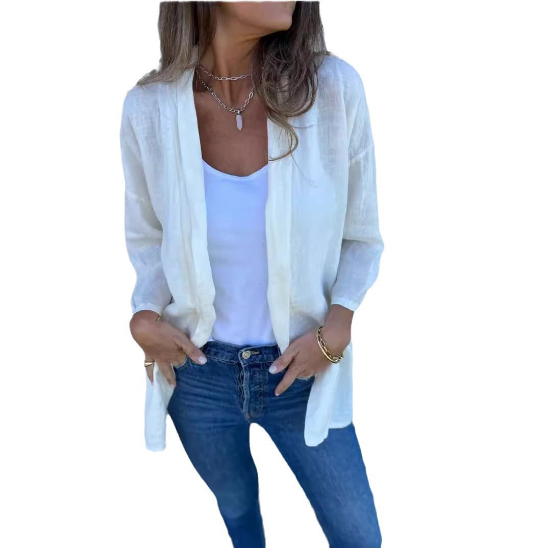 Damen lässige Sommerjacke aus leichtem Leinen R&B
