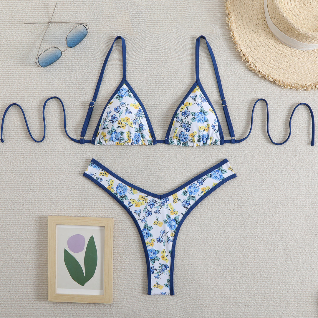 Damen Triangel-Bikini mit floralem Design und verstellbaren Trägern R&B