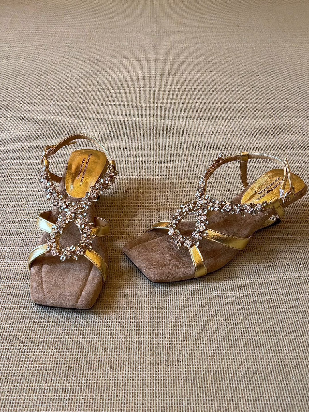 Damen elegante Slippers mit funkelndem Kristall-Detail R&B