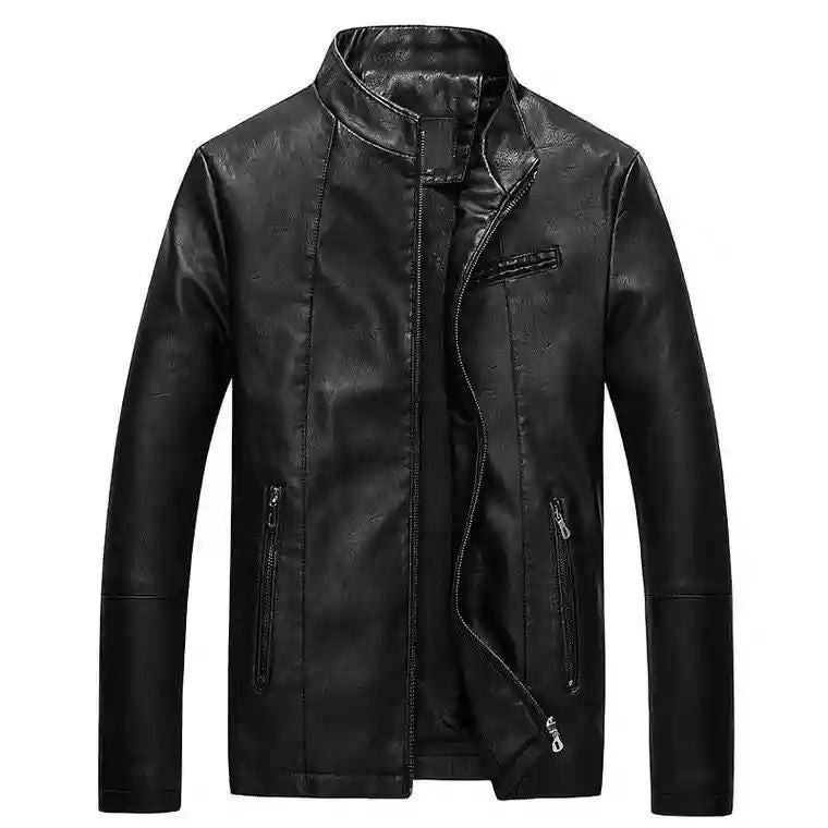Herren modische Kunstlederjacke mit stylischem Steppdesign