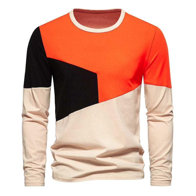 Herren Langarmshirt mit modischem Farbblockdesign und hochwertiger Baumwolle