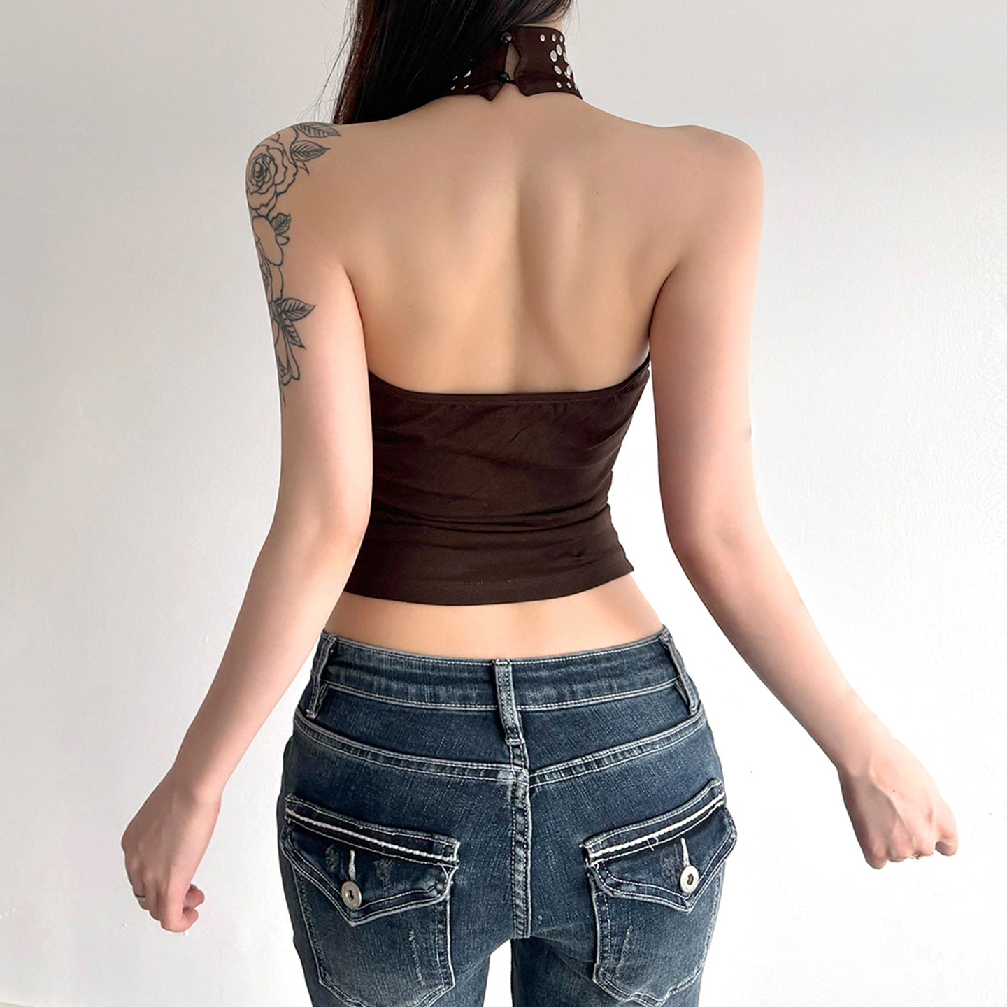 Damen Elegantes Haltertop mit funkelnden Akzenten R&B